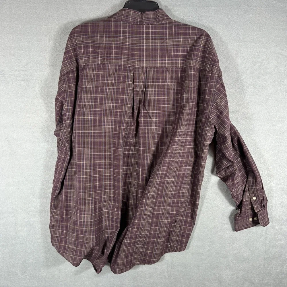 Van Heusen Men's XL Plaid Button Down Shirt Long Sleeve Wrinkle Free Maroon